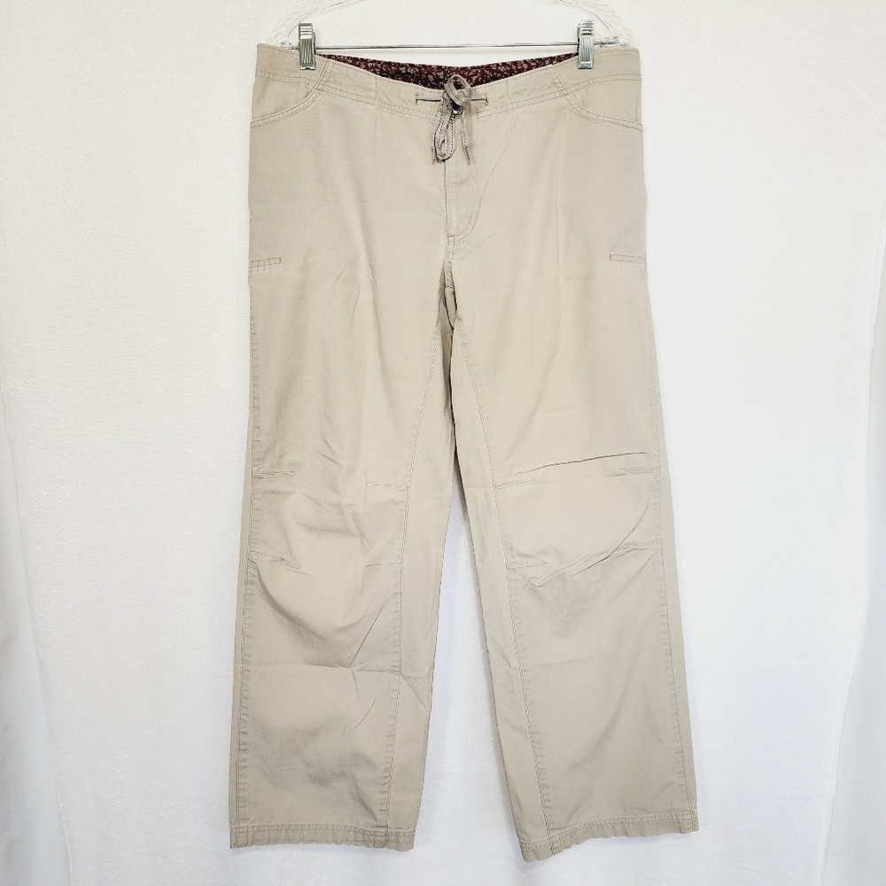 Patagonia Women's Sz 12 Wide Leg Double Knee Escala Khaki Work Pants.